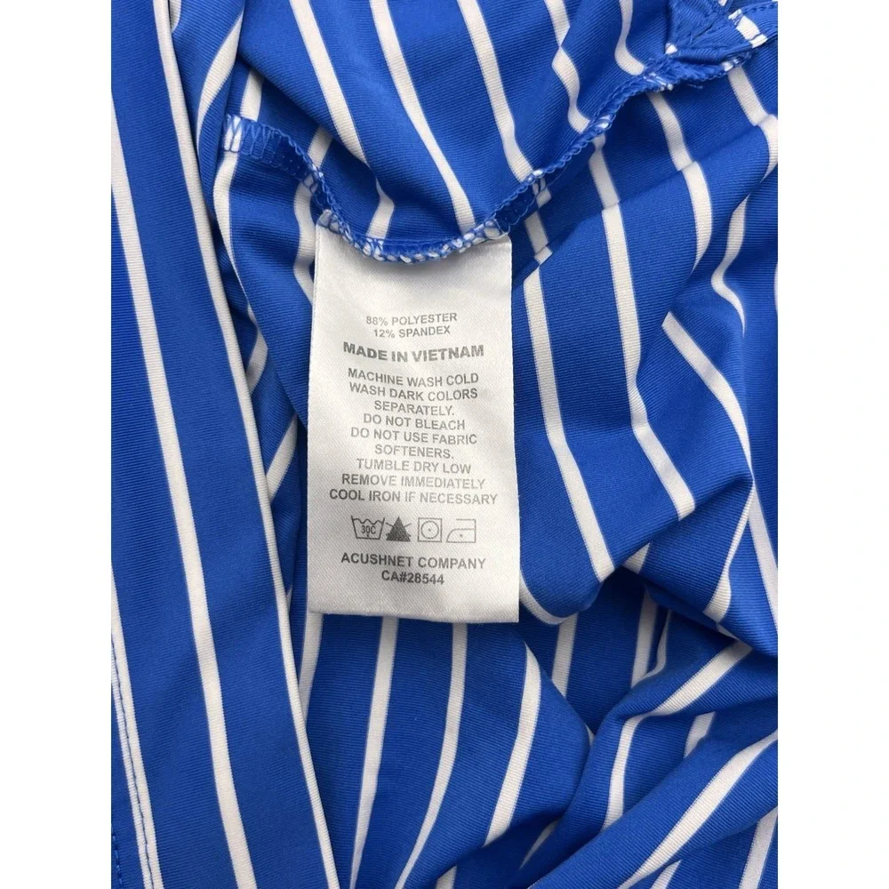 FootJoy Polo Shirt Mens XL Blue Striped Golf FJ Performance‎ Stretch Teton Pines